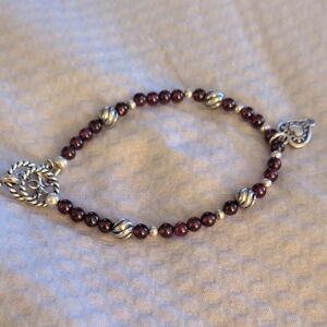 Elegant Silver and Garnet Beaded Bracelet